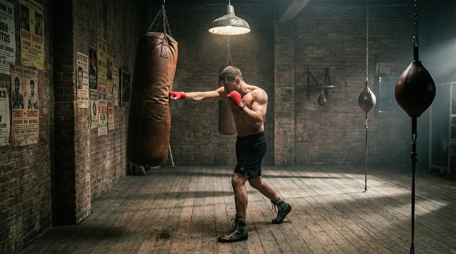 Boxer beim Training am Sandsack in einem Boxgym – Kampfstile erkennen und analysieren