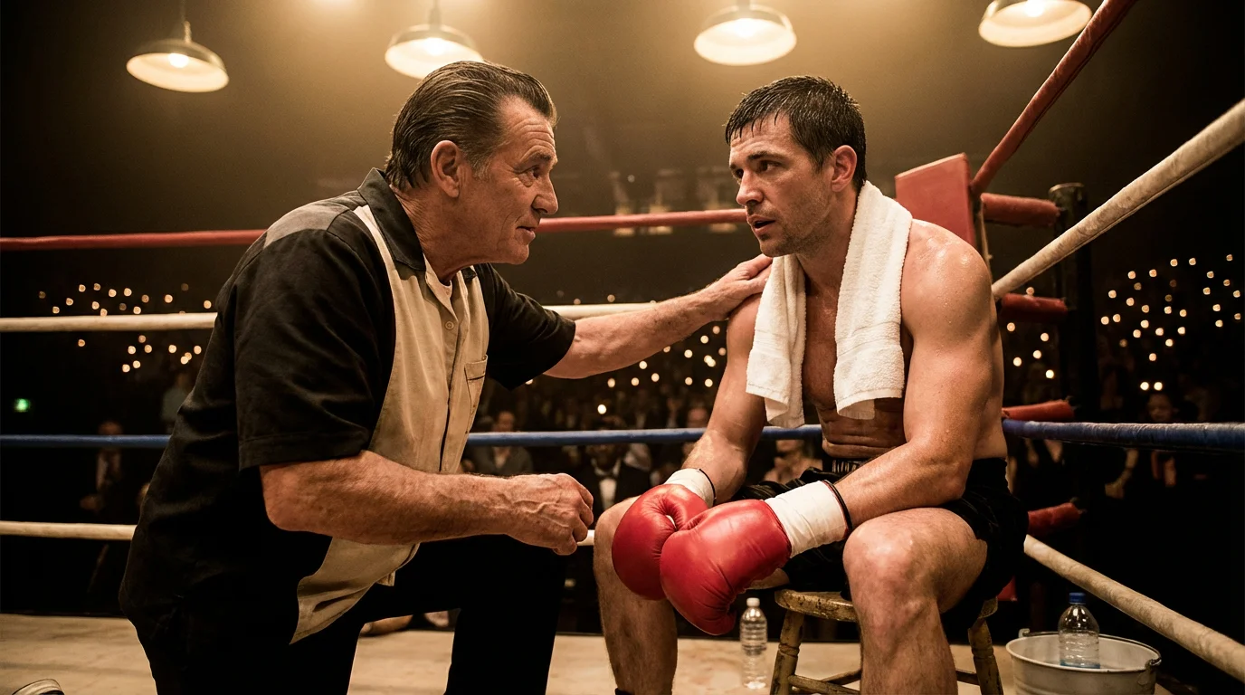 Verantwortungsvolles Wetten beim Boxen – nachdenklicher Mann vor dem Boxring